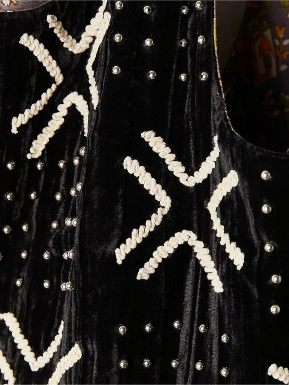 Free People Black and White Shoulder Bag with Decorative Studs